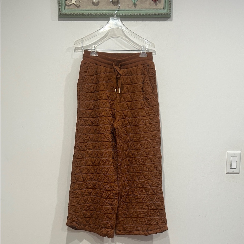 Umgee Rust Brown Quilted Wide Leg Casual Pants women’s small new W tags